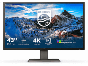 PHILIPS 439P1-43"/OFF/UHD 4K/60 HZ/ERGO 43 Zoll UHD 4K Monitor (4 ms Reaktionszeit , 60 Hz , 60 Hz nativ)