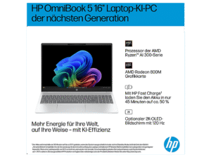HP OmniBook 5 NGAI 16-ag1352ng, Copilot+ PC - 16 Zoll - AMD Ryzen™ AI 5 340 - 16 GB - 1 TB - AMD Radeon™ 840M - Windows 11 Home – Bild 6