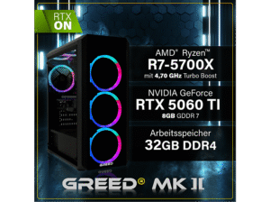 GREED MK2 AMD - Gaming PC - 32GB RAM, Gaming PC mit AMD Ryzen™ 7 7-5700X Prozessor, 32 GB RAM, 1000 GB SSD, NVIDIA GeForce RTX™ 5060 Ti, Windows 11 Pro – Bild 3