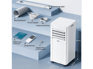 JUNG RAKS PRO AIR 9 9000BTU mobiles Klimagerät Weiß (Max. Raumgröße: 20 m², EEK: A) – Bild 4