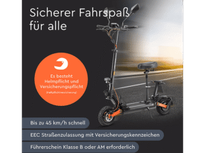 JOYOR S8E Elektroroller mit Sitz 45 km/h E-Scooter (10 Zoll, Schwarz) – Bild 2