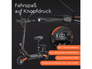 JOYOR S8E Elektroroller mit Sitz 45 km/h E-Scooter (10 Zoll, Schwarz) – Bild 3