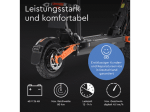 JOYOR S8E Elektroroller mit Sitz 45 km/h E-Scooter (10 Zoll, Schwarz) – Bild 6