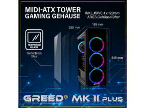 GREED MK2 Plus AMD - 4K, Gaming PC mit AMD Ryzen™ 7 7 5700X Prozessor, 32 GB RAM, 1 TB SSD, AMD Radeon™ RX 9060 XT, Windows 11 Pro – Bild 2