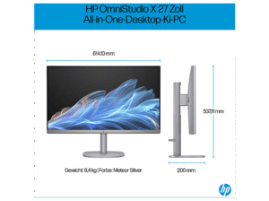 HP OmniStudio X 27-cs0770ng, All in One PC mit 27 Zoll Display, Intel® Core™ Ultra 7 Prozessor, 32 GB RAM, 1000 GB SSD, Silber – Bild 6