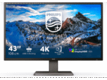 PHILIPS 439P1-43"/OFF/UHD 4K/60 HZ/ERGO 43 Zoll UHD 4K Monitor (4 ms Reaktionszeit , 60 Hz , 60 Hz nativ)