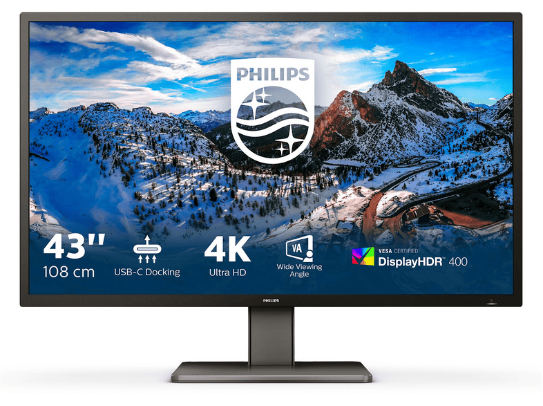 image-1669.png PHILIPS 439P1-43"/OFF/UHD 4K/60 HZ/ERGO 43 Zoll UHD 4K Monitor (4 ms Reaktionszeit , 60 Hz , 60 Hz nativ) – Bild 1